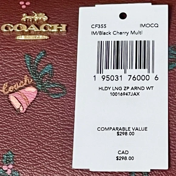 Coach. Holiday Bells Long Zip Around Wallet NWT $298 Retail Limited Edition - Picture 12 of 12